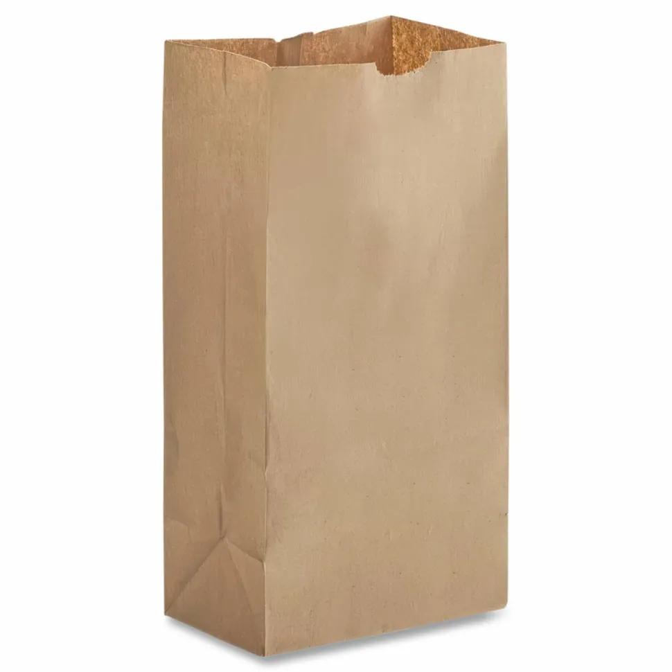 Ross & Wallace Paper Products Grocery Paper Bags, 12# Size, 50# Basis Weight, 7" x 4.38" x 13.75", Kraft, 500/Bundle