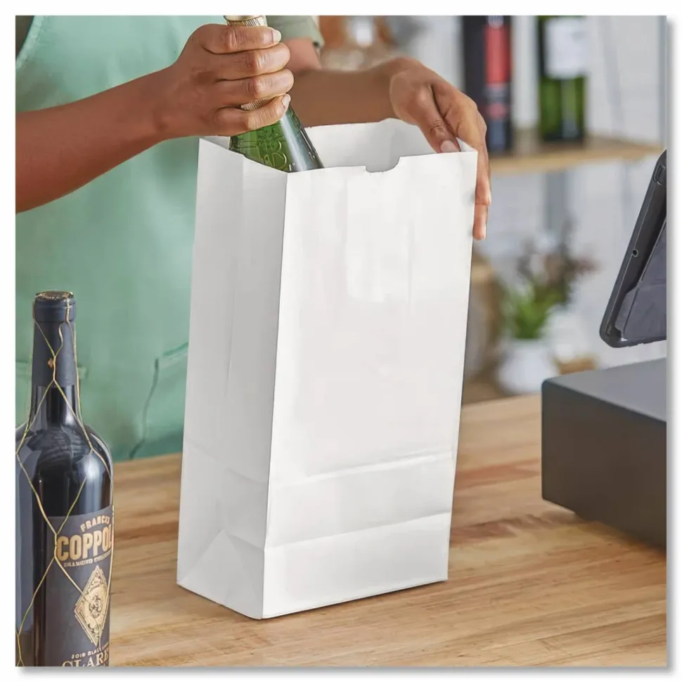 Ross & Wallace Paper Products Grocery Paper Bags, 12# Size, 40# Basis Weight, 7" x 4.38" x 13.75", White, 500/Bundle