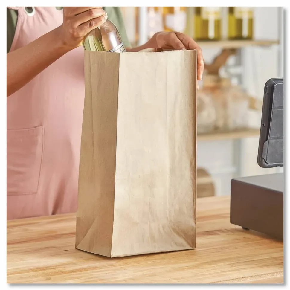 Ross & Wallace Paper Products Grocery Paper Bags, 16# Size, 40# Basis Weight, 7.75" x 4.75" x 16", Kraft, 500/Bundle