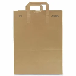 Ross & Wallace Paper Products Grocery Paper Bags, 1/6 BBL Size, 70# Basis Weight, Flat Handles, 11" x 7" x 16.25", Kraft, 300/Bundle