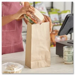 Ross & Wallace Paper Products Grocery Paper Bags, 6# Size, 35# Basis Weight, 5.88" x 3.63" x 11", Kraft, 2,000/Bundle