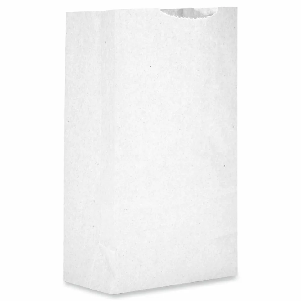Ross & Wallace Paper Products Grocery Paper Bags, 2# Size, 30# Basis Weight, 4.13" x 2.63" x 7.88", White, 500/Bundle