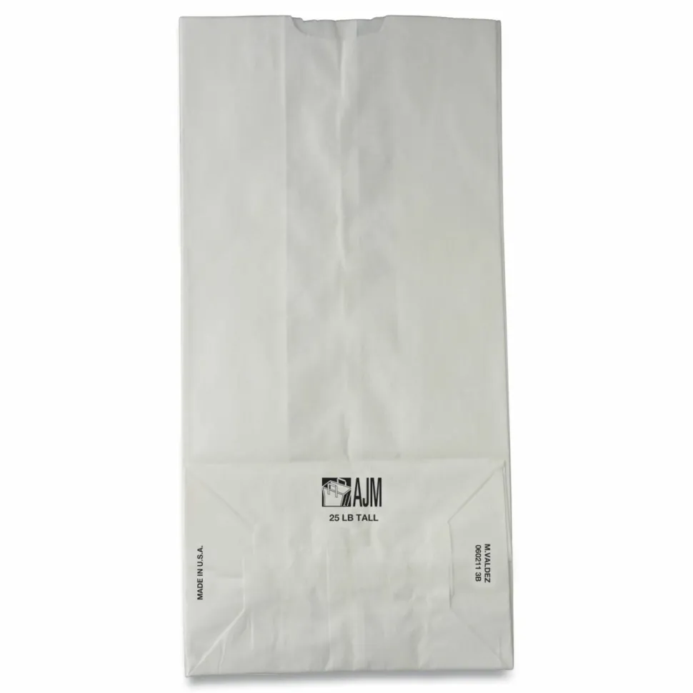 Ross & Wallace Paper Products Grocery Paper Bags, 2# Size, 30# Basis Weight, 4.13" x 2.63" x 7.88", White, 500/Bundle