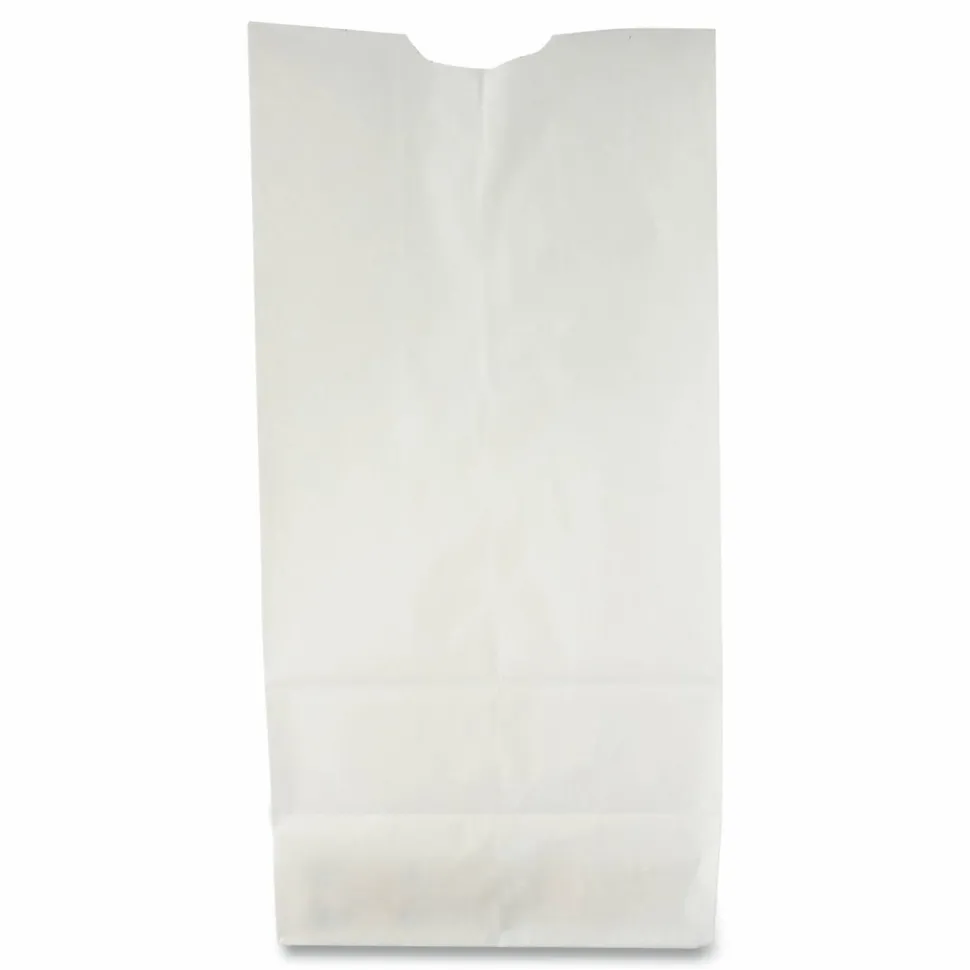 Ross & Wallace Paper Products Grocery Paper Bags, 2# Size, 30# Basis Weight, 4.13" x 2.63" x 7.88", White, 500/Bundle