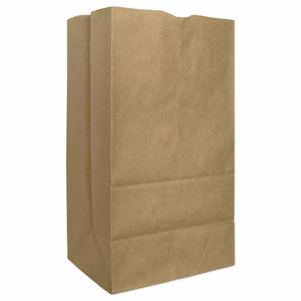 Ross & Wallace Paper Products Grocery Paper Bags, 25# Squat Size, Extra-Heavy-Duty, 60# Basis Weight, 8.25" x 5.25" x 16.13", Kraft, 500/Bundle