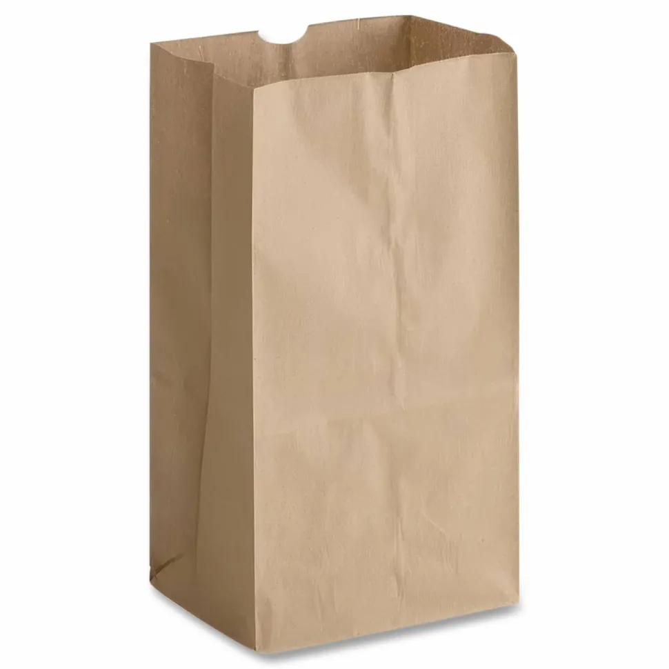 Ross & Wallace Paper Products Grocery Paper Bags, 25# Squat Size, Extra-Heavy-Duty, 60# Basis Weight, 8.25" x 5.25" x 16.13", Kraft, 500/Bundle