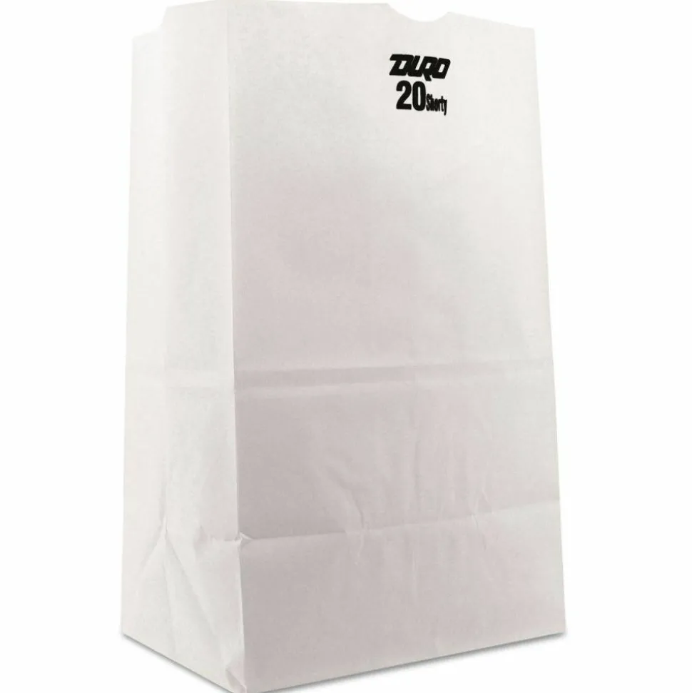 Ross & Wallace Paper Products Grocery Paper Bags, 20# Squat Size, 40# Basis Weight, 8.13" x 5.88" x 12.5", White, 500/Bundle