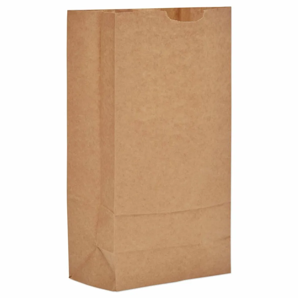 Ross & Wallace Paper Products Grocery Paper Bags, 10# Size, 35# Basis Weight, 7" x 4.38" x 13.75", Kraft, 500/Bundle