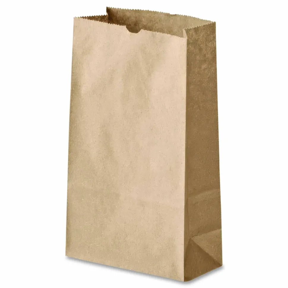 Ross & Wallace Paper Products Grocery Paper Bags, 5# Size, 35# Basis Weight, 5.25" x 3.38" x 10.94", Kraft, 500/Bundle
