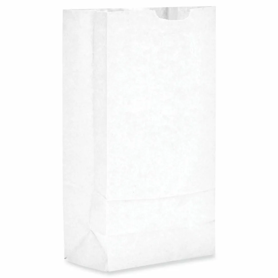 Ross & Wallace Paper Products Grocery Paper Bags, 10# Size, 35# Basis Weight, 7" x 4.38" x 13.75", White, 500/Bundle