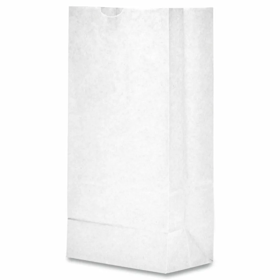 Ross & Wallace Paper Products Grocery Paper Bags, 10# Size, 35# Basis Weight, 7" x 4.38" x 13.75", White, 500/Bundle
