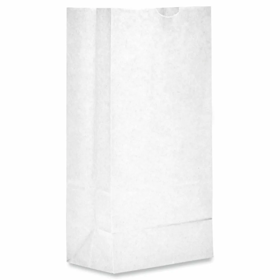 Ross & Wallace Paper Products Grocery Paper Bags, 10# Size, 35# Basis Weight, 7" x 4.38" x 13.75", White, 500/Bundle