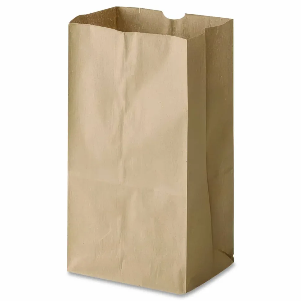 Ross & Wallace Paper Products Grocery Paper Bags, 3# Size, 30# Basis Weight, 4.74" x 2.91" x 8.66", Kraft, 500/Bundle
