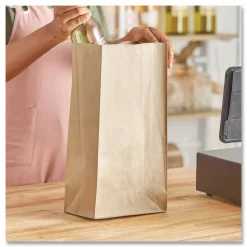 Ross & Wallace Paper Products Grocery Paper Bags, 20# Size, 40# Basis Weight, 8.25" x 5.25" x 16.13", Kraft, 500/Bundle