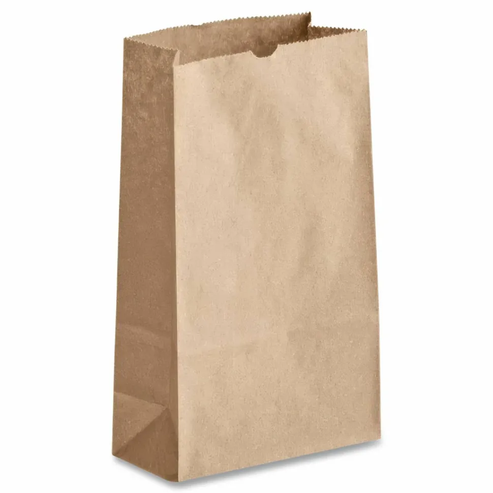 Ross & Wallace Paper Products Grocery Paper Bags, 2# Size, 30# Basis Weight, 4.13" x 2.63" x 7.88", Kraft, 500/Bundle