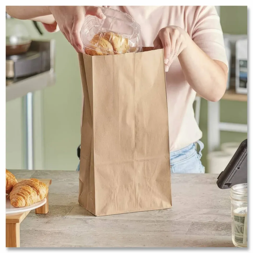 Ross & Wallace Paper Products Grocery Paper Bags, 12# Size, 40# Basis Weight, 7" x 4.38" x 13.75", Kraft, 500/Bundle