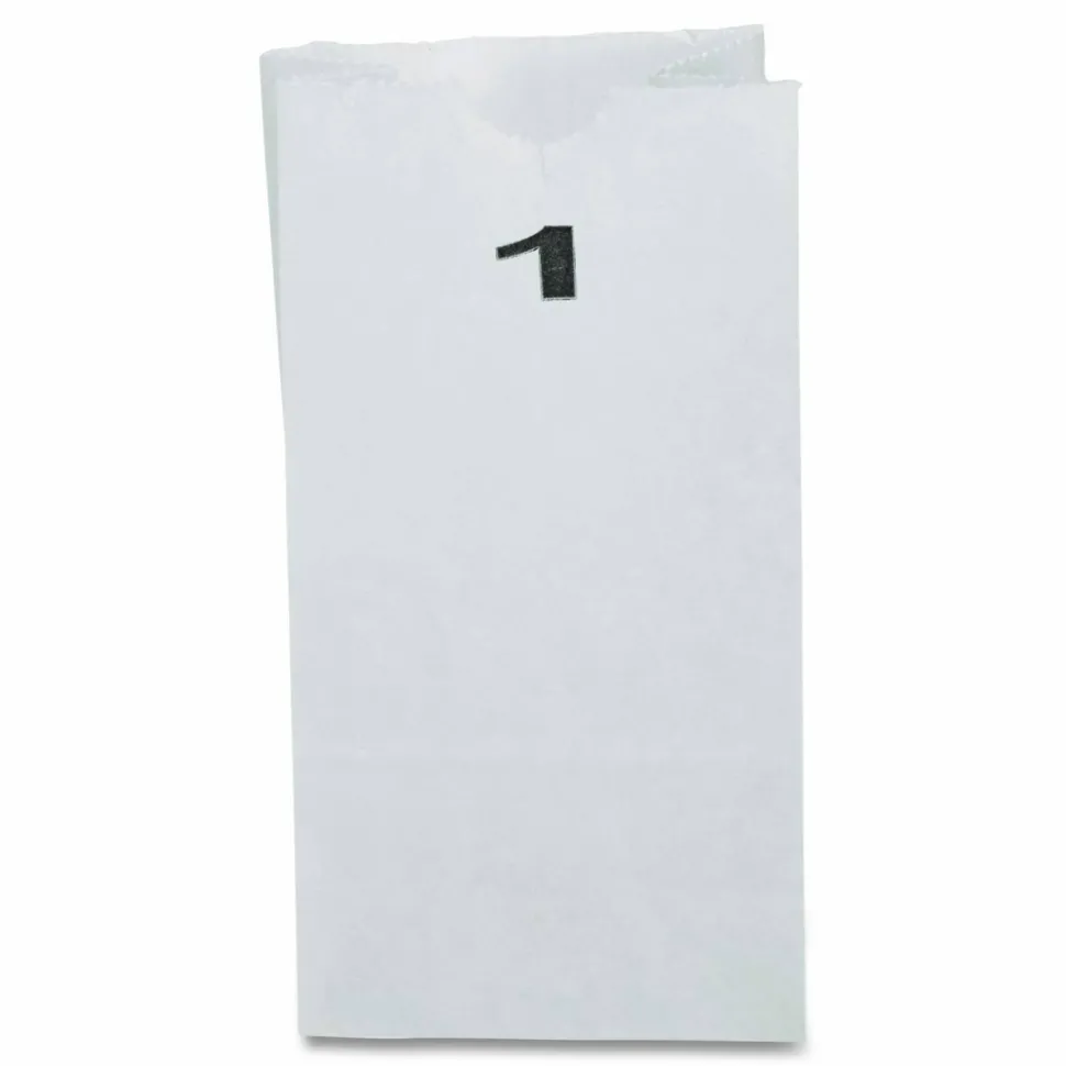 Ross & Wallace Paper Products Grocery Paper Bags, 1# Size, 30# Basis Weight, 3.5" x 2.25" x 6.63", White, 500/Bundle