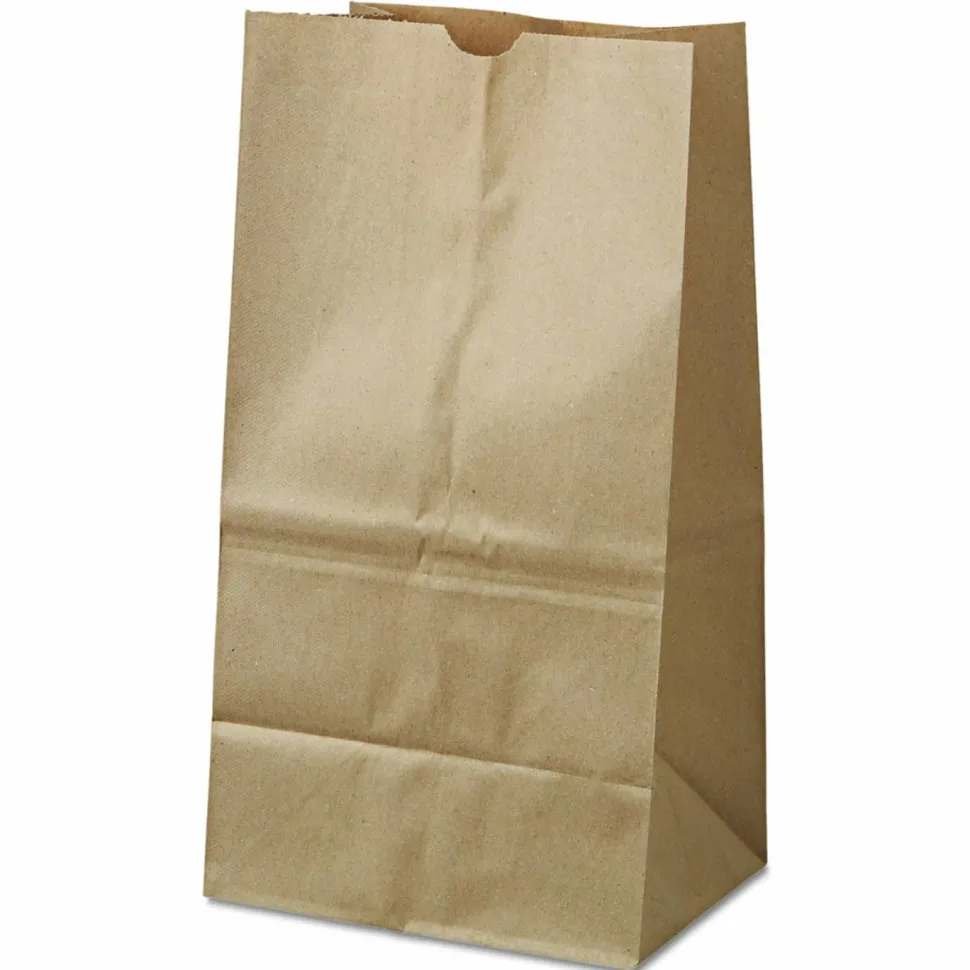 Ross & Wallace Paper Products Grocery Paper Bags, 25# Squat Size, 40# Basis Weight, 8.25" x 5.25" x 16.13", Kraft, 500/Bundle