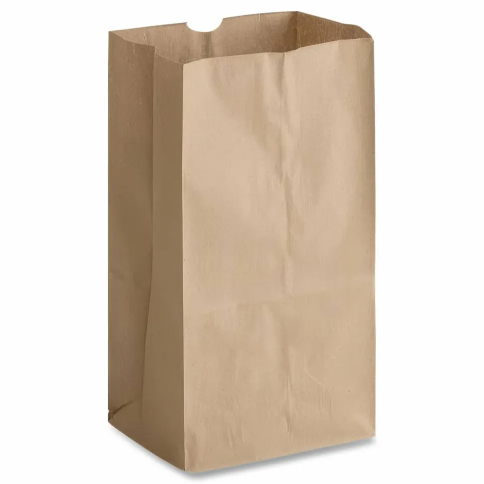 Ross & Wallace Paper Products Grocery Paper Bags, 25# Squat Size, 40# Basis Weight, 8.25" x 5.25" x 16.13", Kraft, 500/Bundle