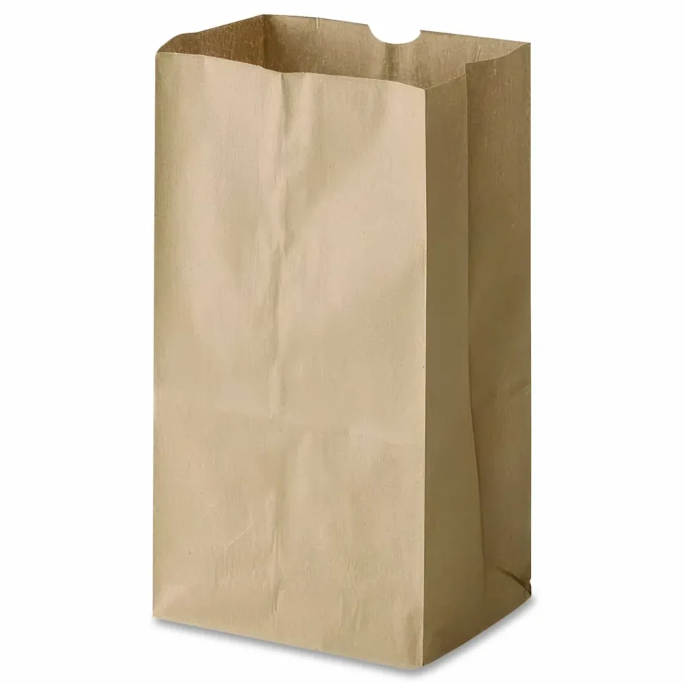 Ross & Wallace Paper Products Grocery Paper Bags, 25# Squat Size, 40# Basis Weight, 8.25" x 5.25" x 16.13", Kraft, 500/Bundle