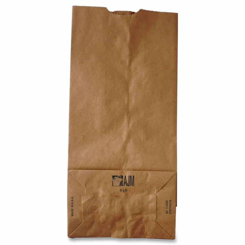 Ross & Wallace Paper Products Grocery Paper Bags, 6# Size, 35# Basis Weight, 5.88" x 3.63" x 11", Kraft, 500/Bundle