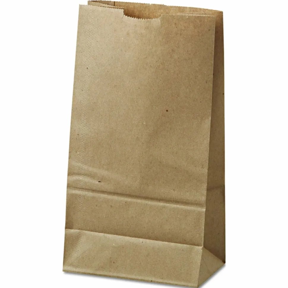 Ross & Wallace Paper Products Grocery Paper Bags, 6# Size, 35# Basis Weight, 5.88" x 3.63" x 11", Kraft, 500/Bundle