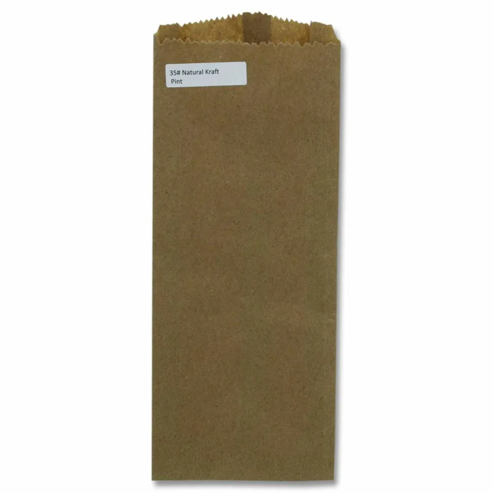 Ross & Wallace Paper Products Grocery Paper Bags, Liquor Pint Size, 35# Basis Weight, 4 x 2.5 x 11.5, Brown, 500/Bundle