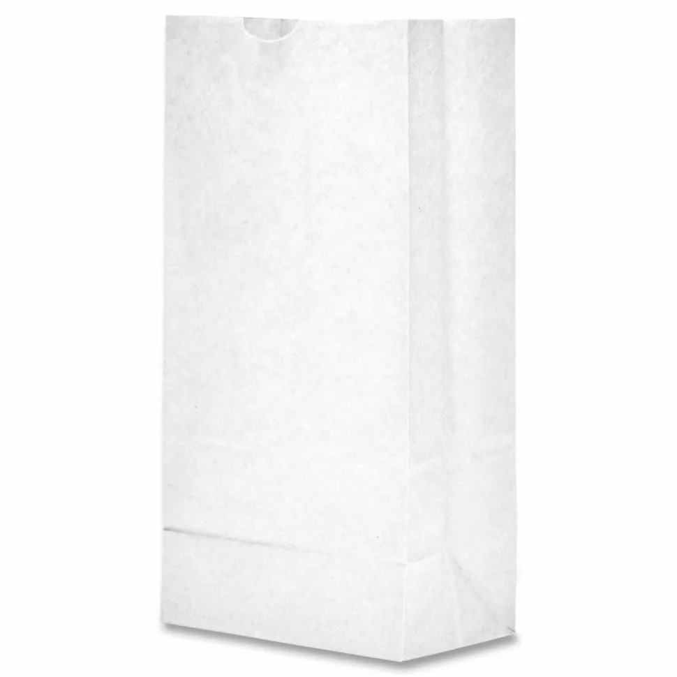 Ross & Wallace Paper Products Grocery Paper Bags, 6# Size, 35# Basis Weight, 5.88" x 3.63" x 11", White, 500/Bundle