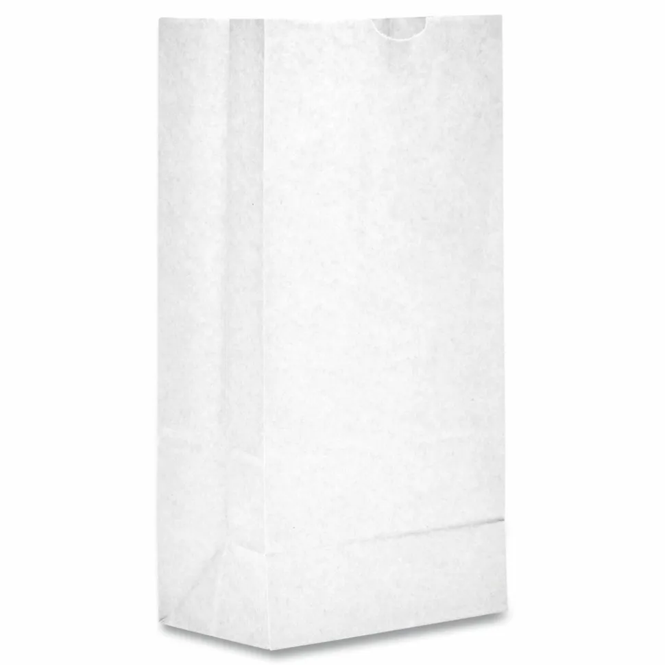 Ross & Wallace Paper Products Grocery Paper Bags, 6# Size, 35# Basis Weight, 5.88" x 3.63" x 11", White, 500/Bundle