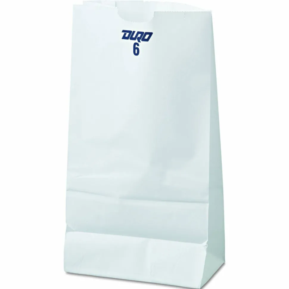 Ross & Wallace Paper Products Grocery Paper Bags, 6# Size, 35# Basis Weight, 5.88" x 3.63" x 11", White, 500/Bundle