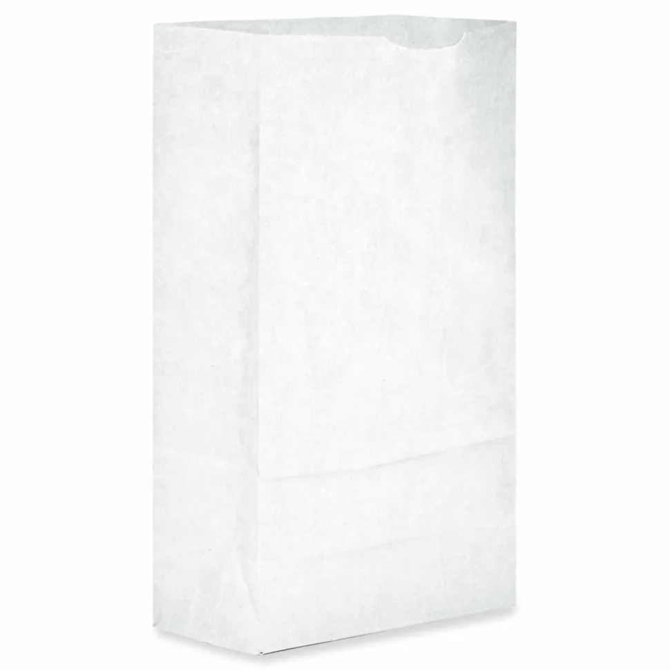 Ross & Wallace Paper Products Grocery Paper Bags, 6# Size, 35# Basis Weight, 5.88" x 3.63" x 11", White, 500/Bundle