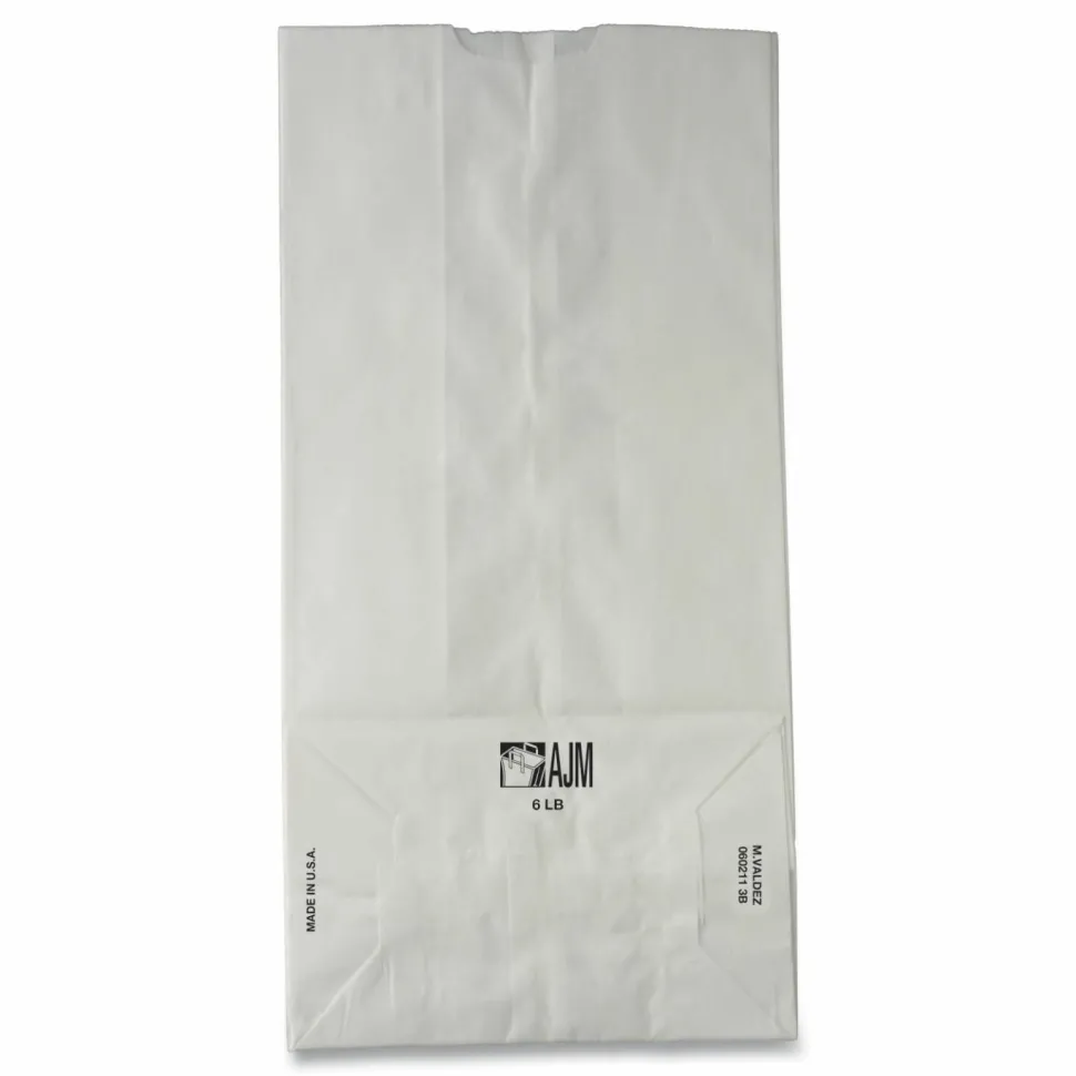 Ross & Wallace Paper Products Grocery Paper Bags, 6# Size, 35# Basis Weight, 5.88" x 3.63" x 11", White, 500/Bundle