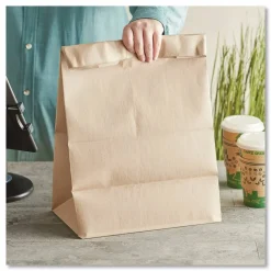 Ross & Wallace Paper Products Grocery Paper Bags, 1/6 BBL Size, Extra Heavy-Duty, 75# Basis Weight, 12" x 7" x 17", Kraft, 400/Bundle