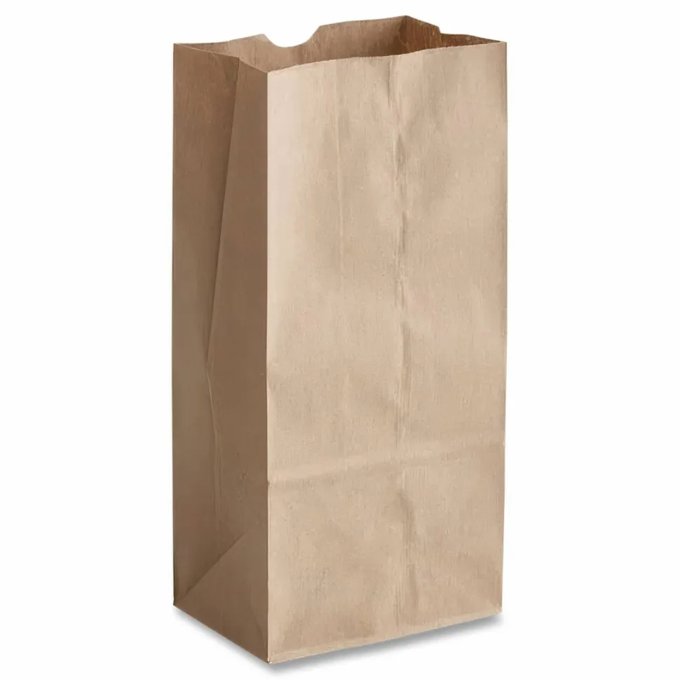 Ross & Wallace Paper Products Grocery Paper Bags, 10# Size, Heavy-Duty, 50# Basis Weight, 7" x 4.38" x 13.75", Kraft, 500/Bundle
