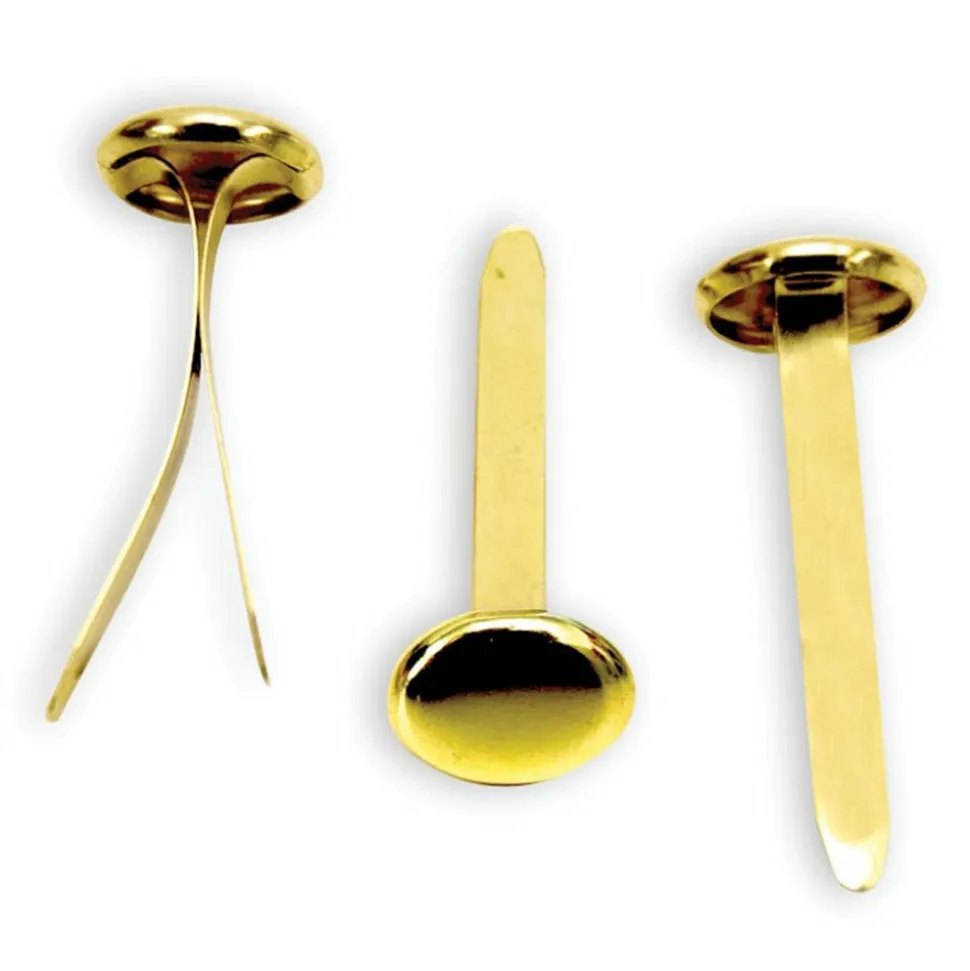 Round-Head Fasteners, 1", Brass, Pack Of 100