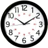 Round 24-Hour Wall Clock, 12", Black
