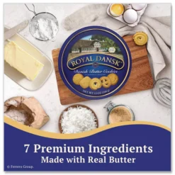 Royal Dansk Cookies, Danish Butter, 12oz Tin