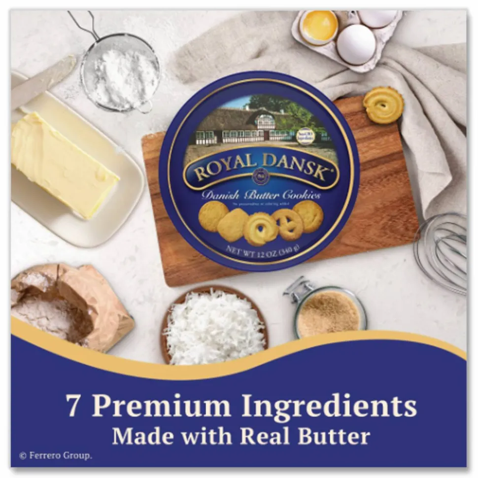 Royal Dansk Cookies, Danish Butter, 12oz Tin