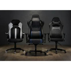 RS Gaming Davanti Vegan Leather High-Back Gaming Office Chair, Black/Blue, BIFMA Compliant