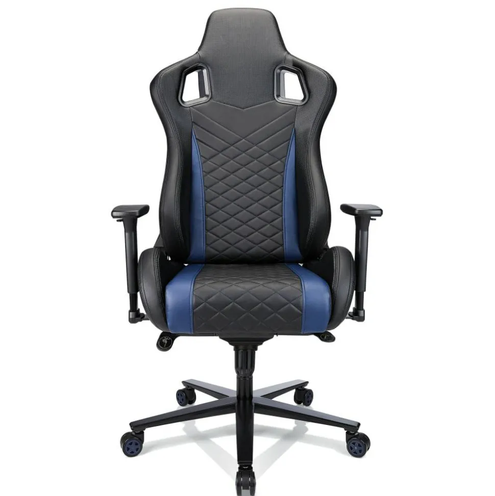 RS Gaming Davanti Vegan Leather High-Back Gaming Office Chair, Black/Blue, BIFMA Compliant