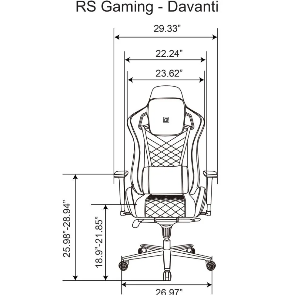 RS Gaming Davanti Vegan Leather High-Back Gaming Office Chair, Black/Blue, BIFMA Compliant