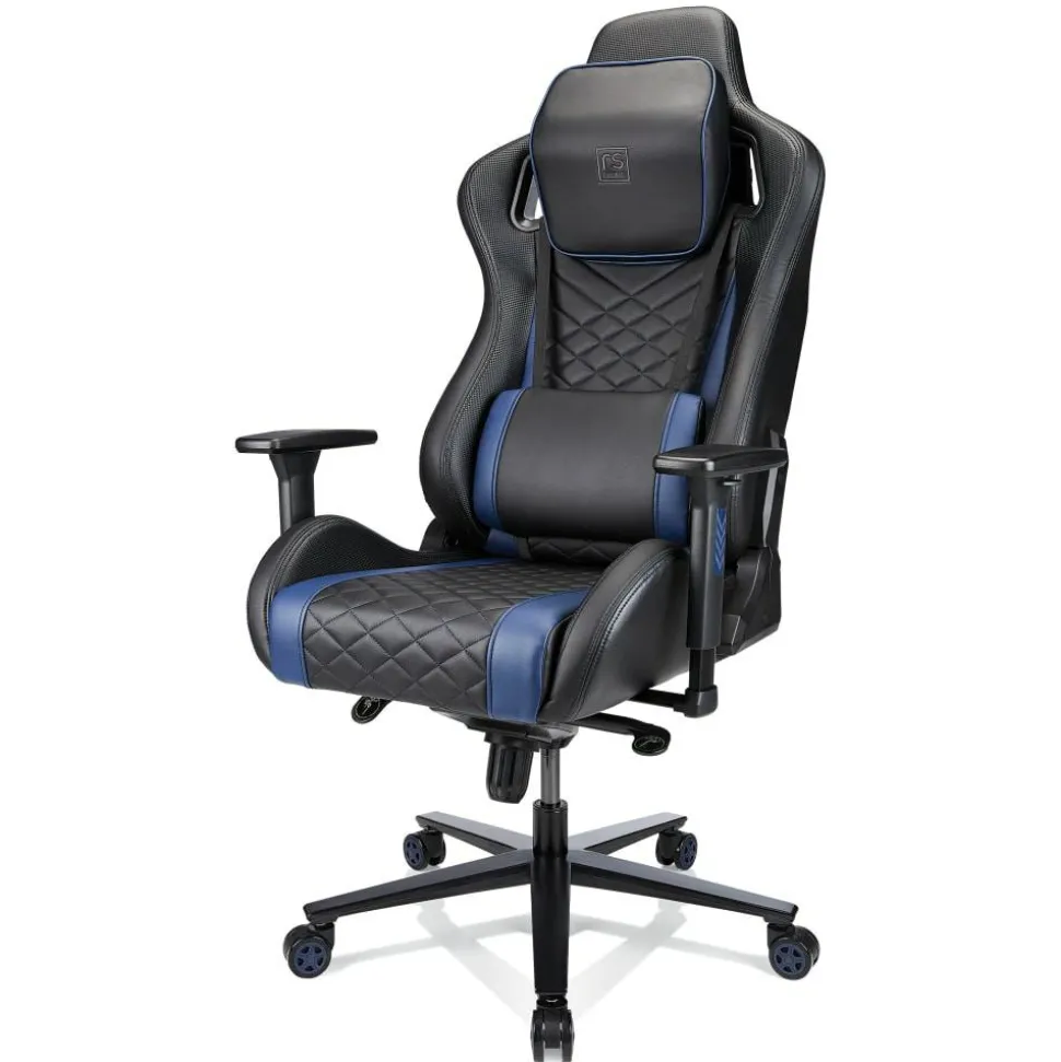 RS Gaming Davanti Vegan Leather High-Back Gaming Office Chair, Black/Blue, BIFMA Compliant