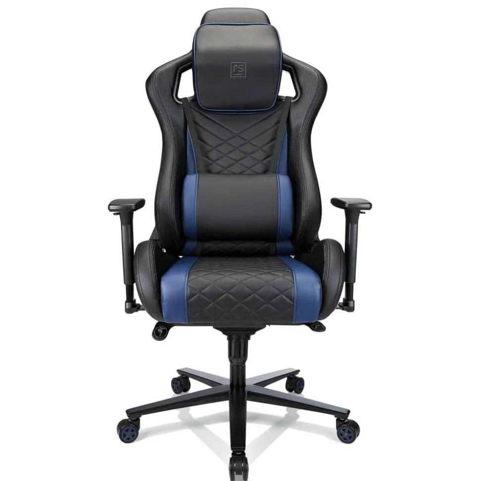 RS Gaming Davanti Vegan Leather High-Back Gaming Office Chair, Black/Blue, BIFMA Compliant