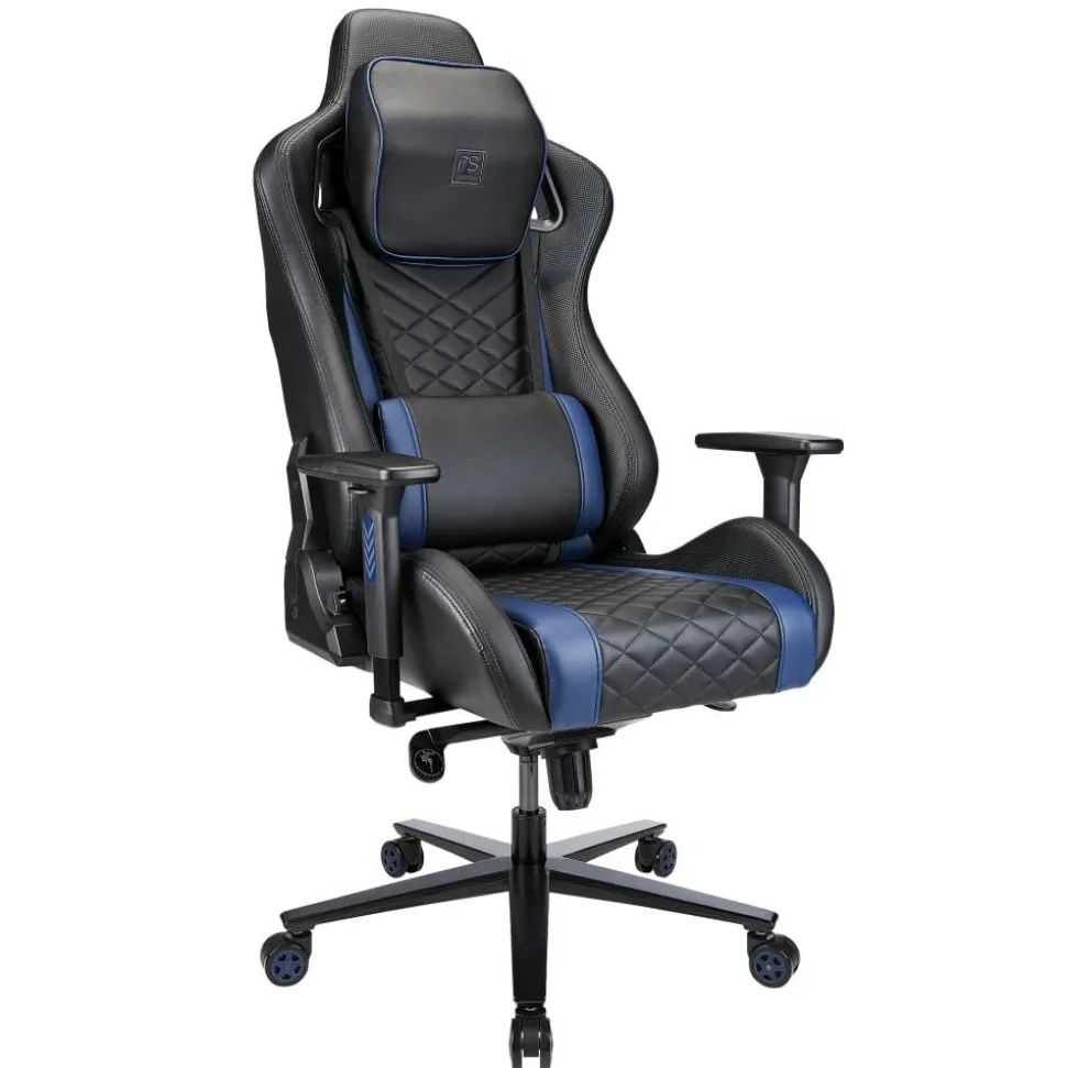 RS Gaming Davanti Vegan Leather High-Back Gaming Office Chair, Black/Blue, BIFMA Compliant