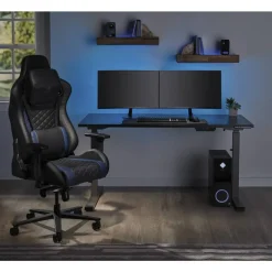 RS Gaming Davanti Vegan Leather High-Back Gaming Office Chair, Black/Blue, BIFMA Compliant