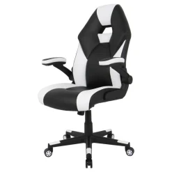 RS Gaming RGX Faux Leather High-Back Gaming Office Chair, Black/White, BIFMA Compliant