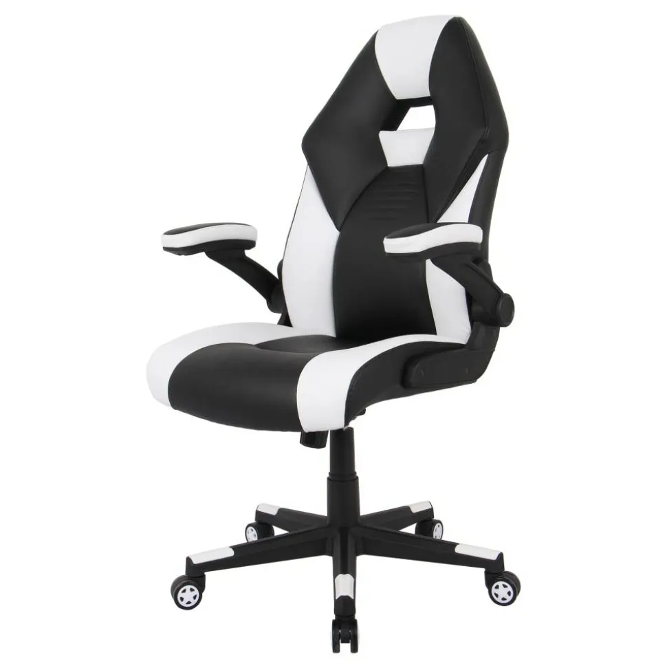RS Gaming RGX Faux Leather High-Back Gaming Office Chair, Black/White, BIFMA Compliant