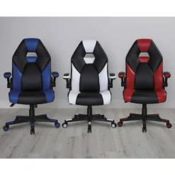RS Gaming RGX Faux Leather High-Back Gaming Office Chair, Black/White, BIFMA Compliant