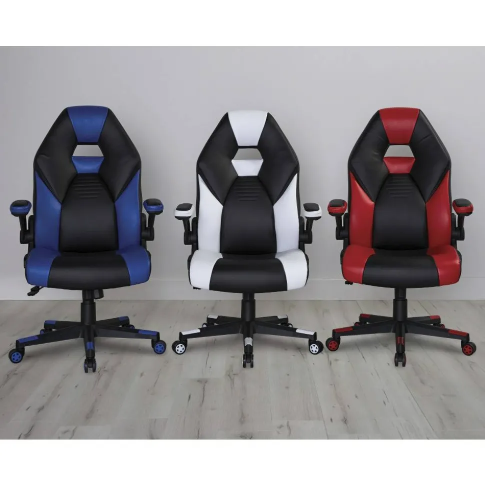 RS Gaming RGX Faux Leather High-Back Gaming Office Chair, Black/White, BIFMA Compliant
