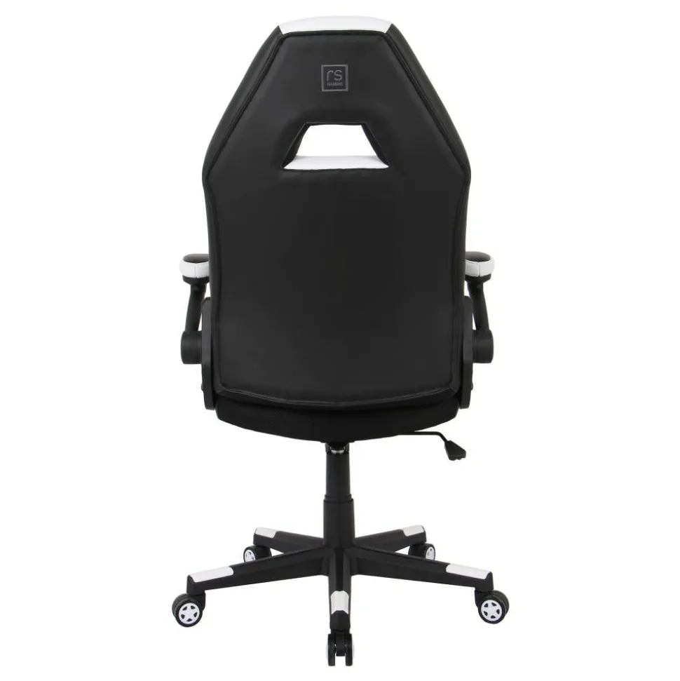 RS Gaming RGX Faux Leather High-Back Gaming Office Chair, Black/White, BIFMA Compliant